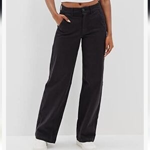 New American Eagle Stretch Twill Super High-Waisted Baggy Wide-Leg Pant Sz 16